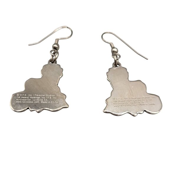 Betty Boop Motorcycle Dangle Earrings By NJ Croce Co Silver Tone Enamel Design - Picture 5 of 6